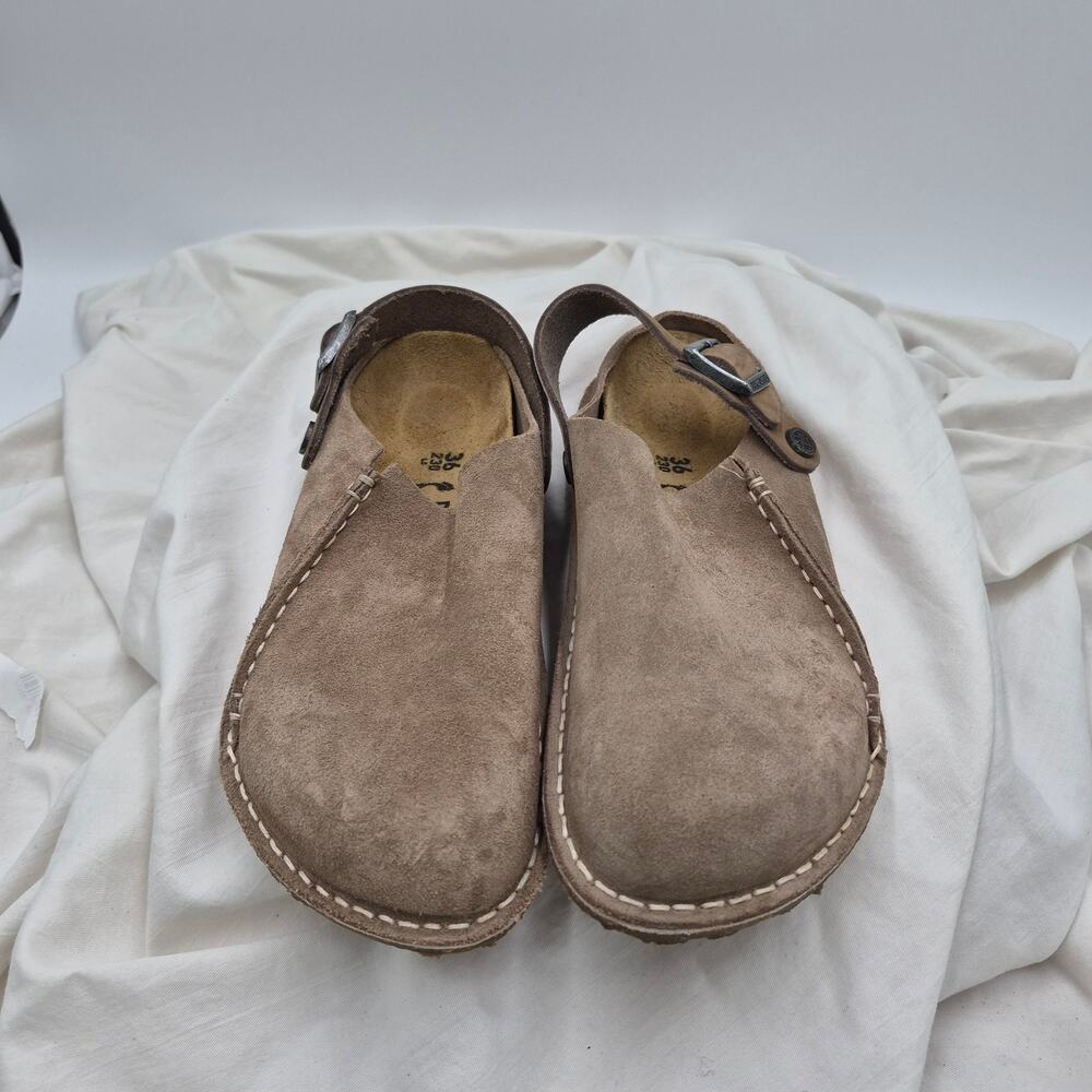 NEW Birkenstock Lutry Premium Suede Gray Taupe Leather Slip-ons clog 36 US 5-5.5